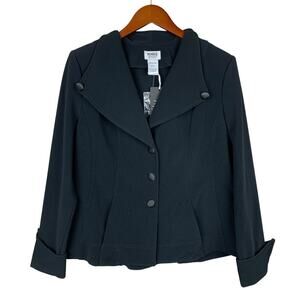 New Monroe & Main Jacket Black Blazer Button Front Long Sleeve Women's 14